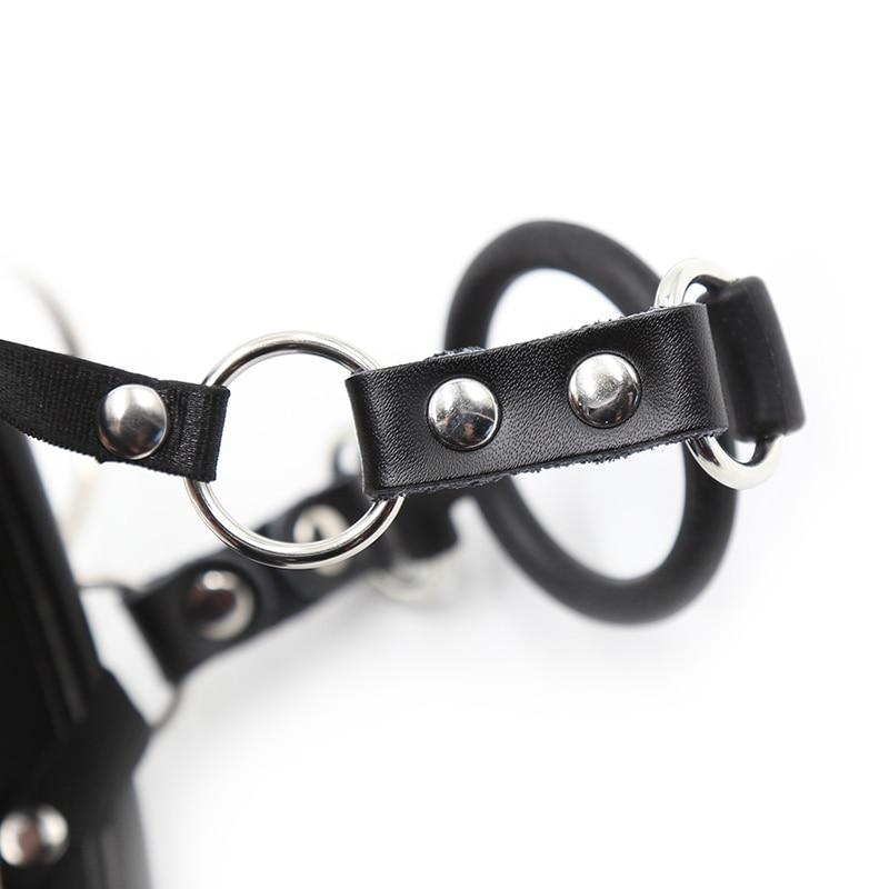 Black Posture Collar O-Ring Gag Chain Leash Bdsm Bondage Restraints