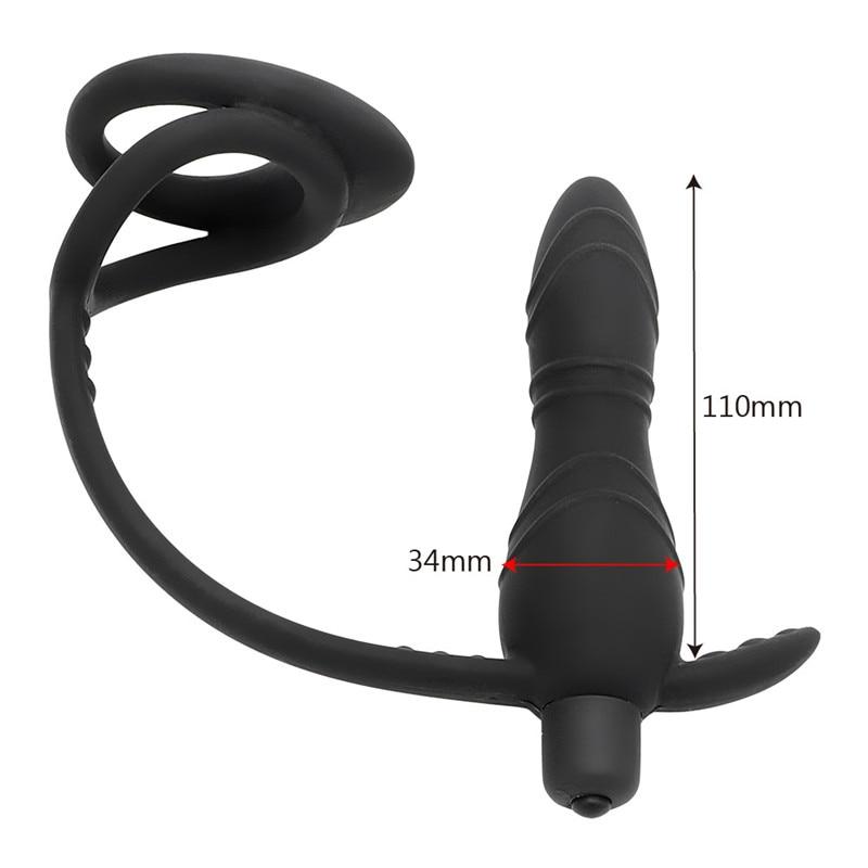 Cock Ring Anal Vibrator Butt Plug Male Silicone Prostate Massager