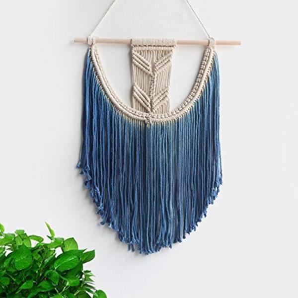 Blue Boho Macrame Wall Hanging Tapestry Decor