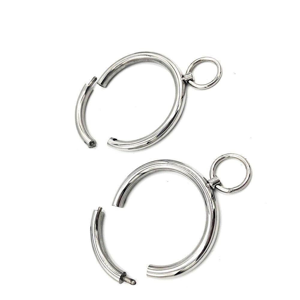 Stainless Steel Bdsm Handcuffs Ankle Cuffs Collar Metal Bondage Restraints Kit