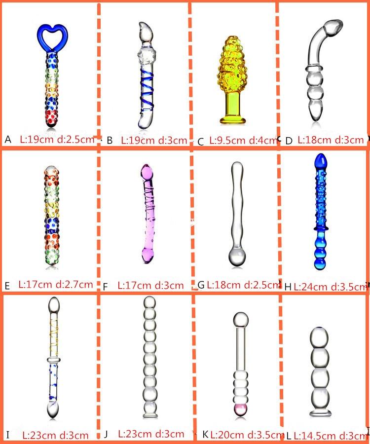12 Styles Dildo Smooth Glass Anal Beads Double Ended Dong Butt Plug
