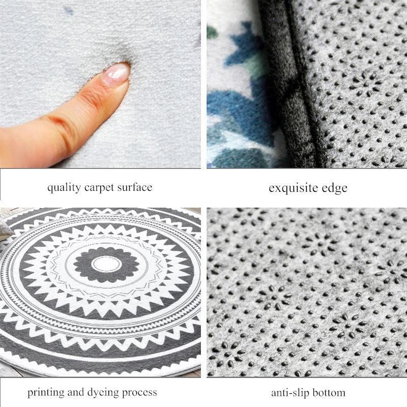 Round Modern Grey Pattern Polyester Rug Lounge Room Decor