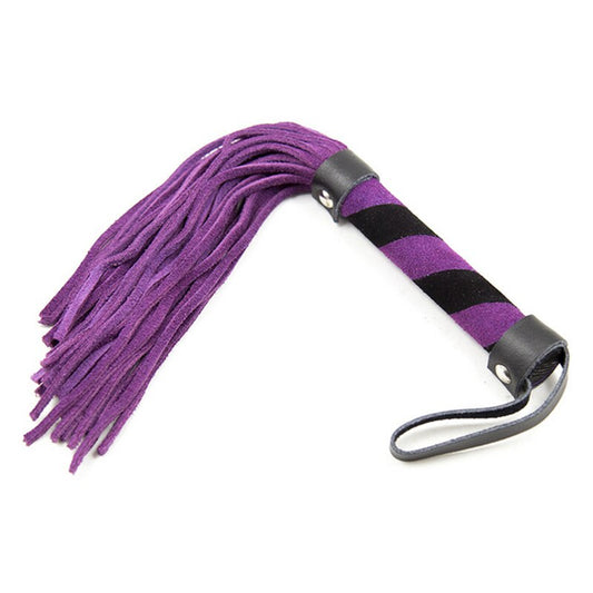 Purple Real Leather Flogger Spanking Sex Whip Bdsm Impact Play Fetish