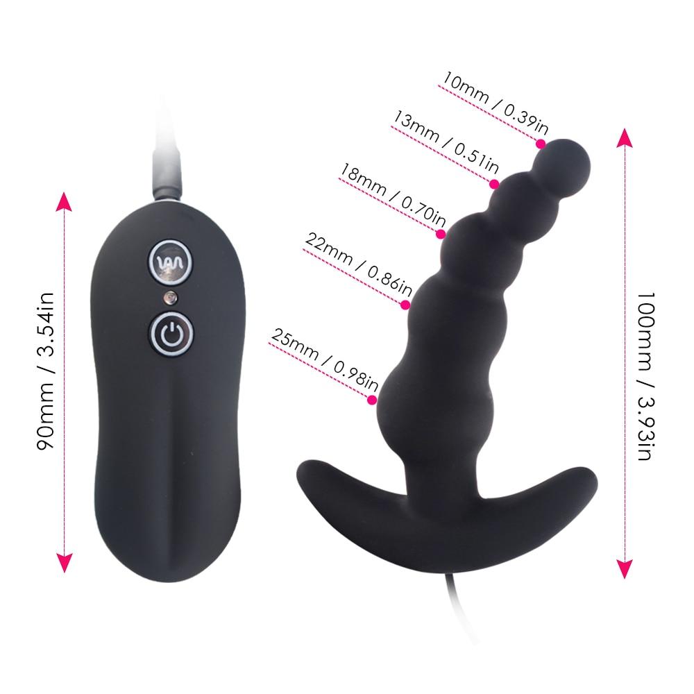 Anal Beads Vibrator 10 Speeds Remote Prostate Massager Butt Plug