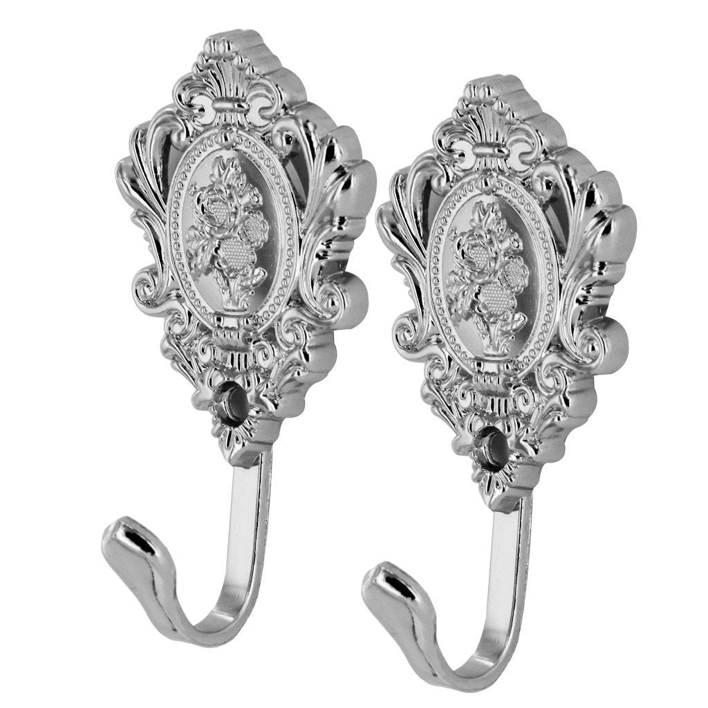 2Pcs/Set Alloy Drapery Curtain Wall Hook Tieback Rose Pattern Accessories