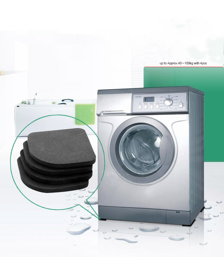 Bathroom 4Pcs Washing Machine Shockproof Pad Anti Slip Mute Cotton Eva Foam Table Mat Black