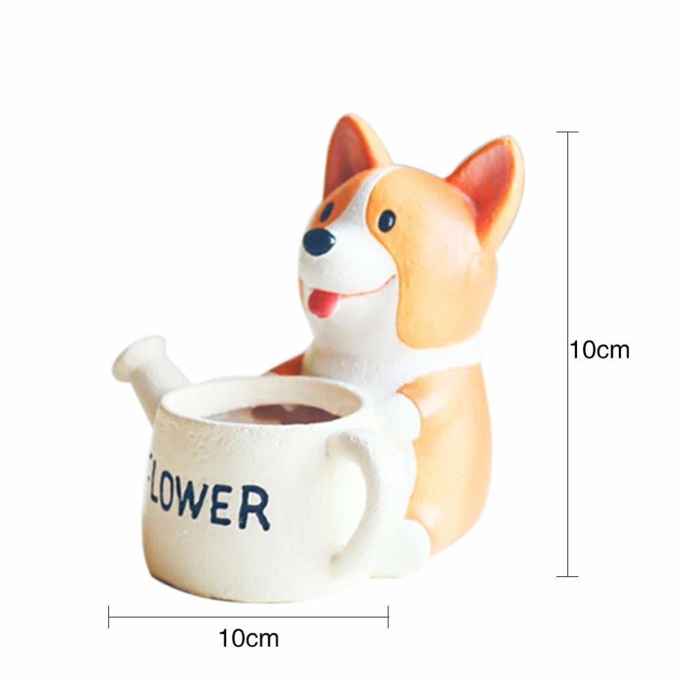 Small Resin Corgi Succulent Flower Pot Mini Desktop Plant Holder