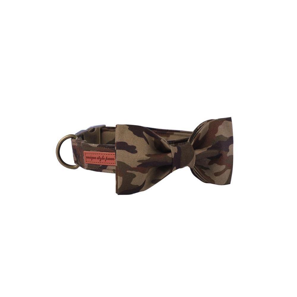 Camo Dog Collar Bow Tie Camouflage Design Pet