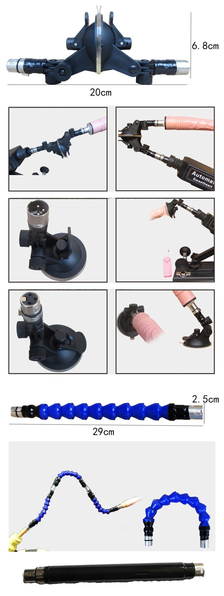 Bdsm Automatic Sex Machine Suction Cup Extender Rod Attachments