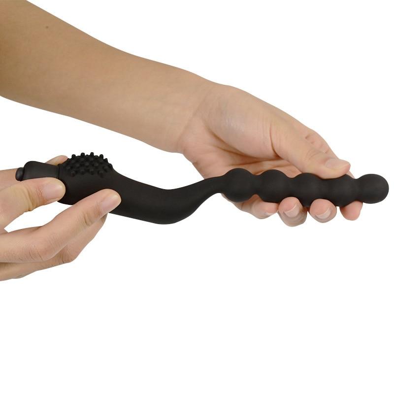 Black Anal Beads 10 Speed Clitoral Vibrator Prostate Massager Butt Plug Bdsm