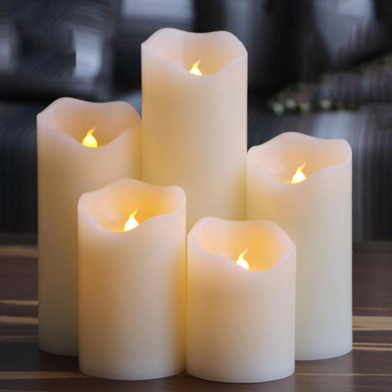Real Wax Flameless Pillar Candle Decor