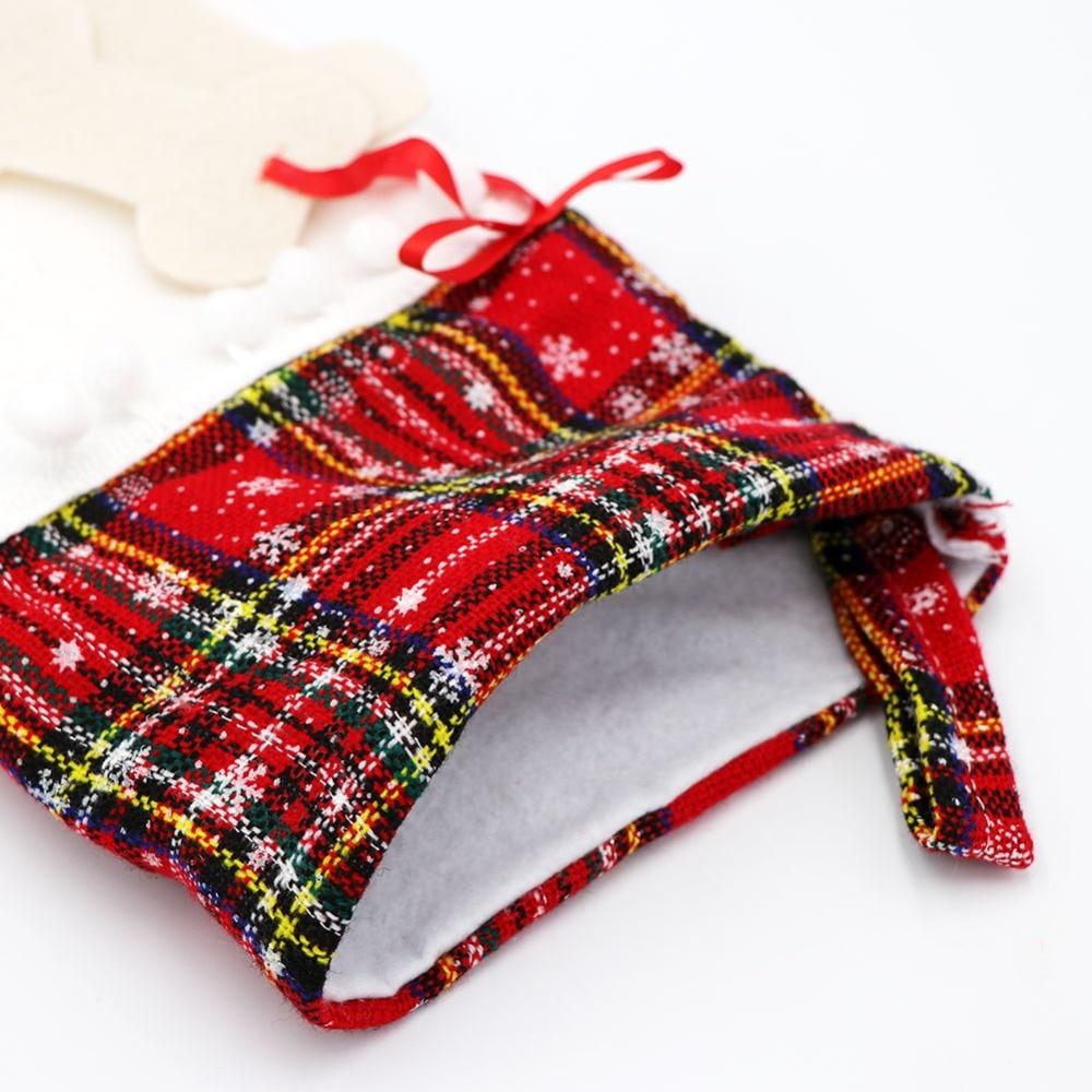 Red Or Blue Plaid Paw Shaped Pet Christmas Stocking For Dogs Cats