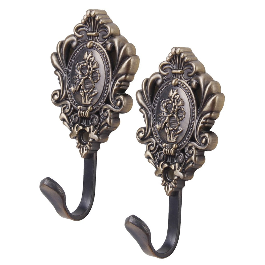 2Pcs/Set Alloy Drapery Curtain Wall Hook Tieback Rose Pattern Accessories