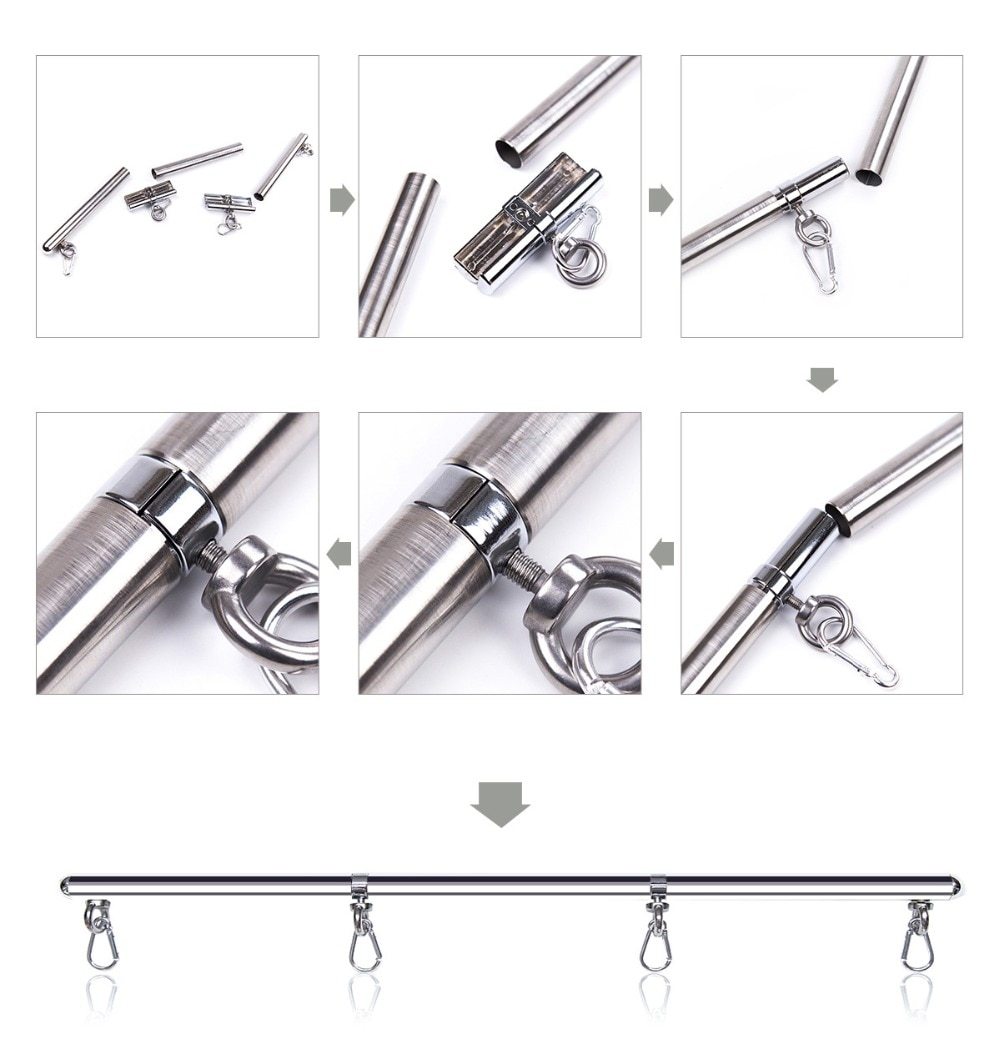White Wrist Ankle Cuffs Spreader Bar Bondage Kink Restraints