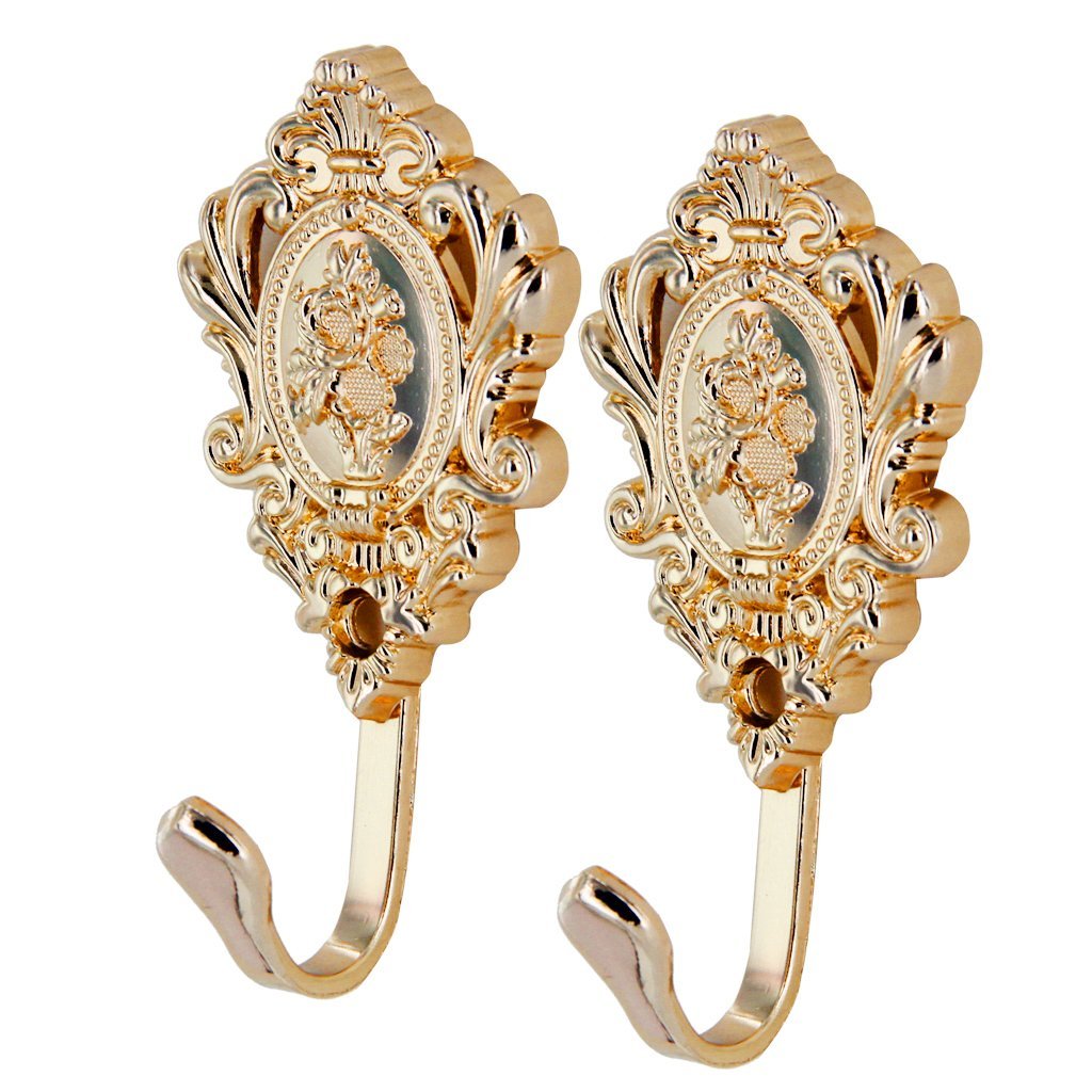 2Pcs/Set Alloy Drapery Curtain Wall Hook Tieback Rose Pattern Accessories