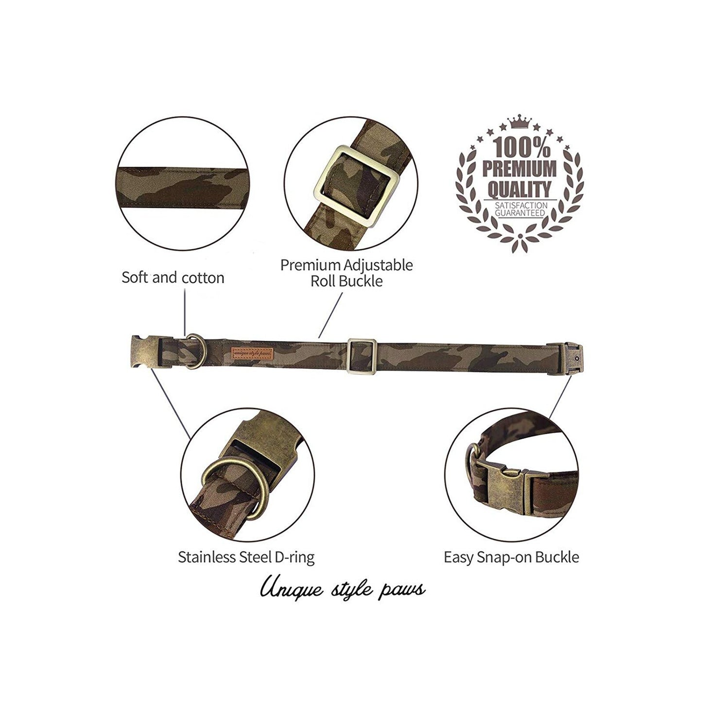 Camo Dog Collar Bow Tie Camouflage Design Pet