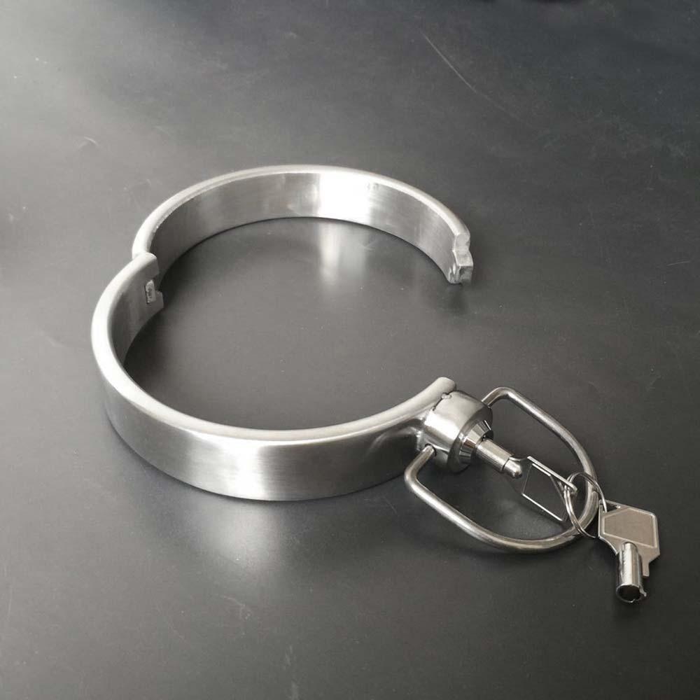 Solid Stainless Steel Lockable Slave Collar Bdsm Bondage Restraints