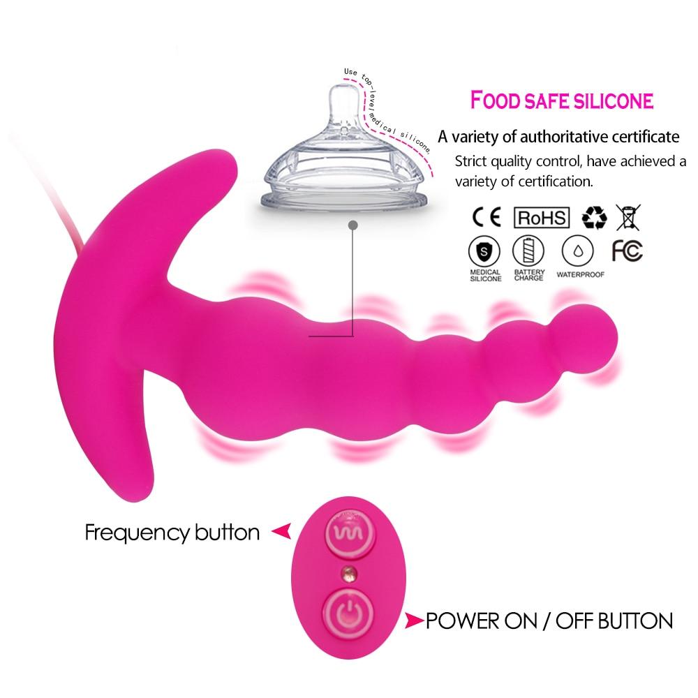 Anal Beads Vibrator 10 Speeds Remote Prostate Massager Butt Plug