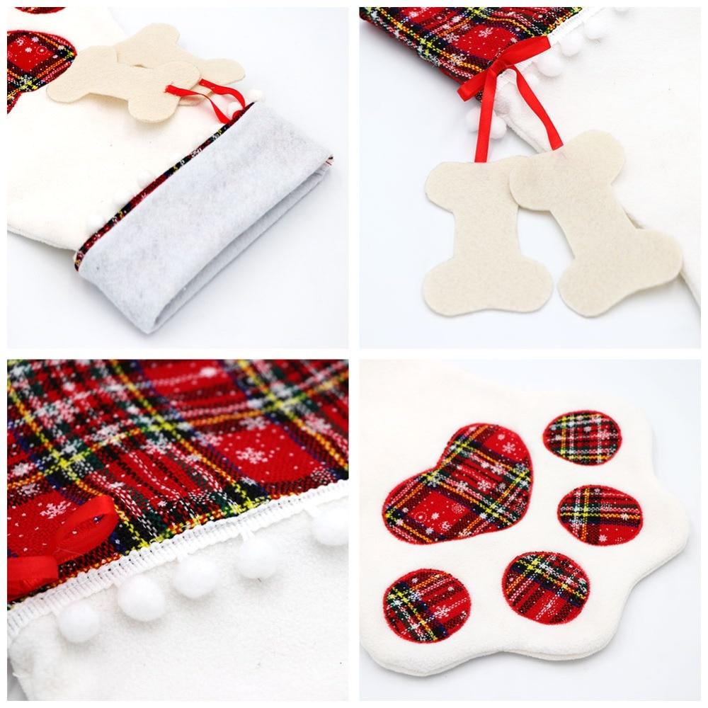 Red Or Blue Plaid Paw Shaped Pet Christmas Stocking For Dogs Cats