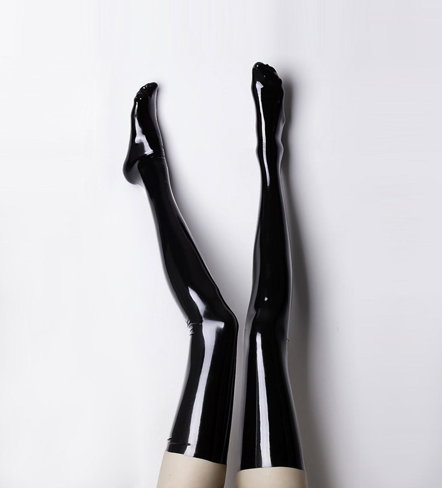 Unisex Black Stockings Rubber Latex Thigh High Long Socks Bdsm Fetish