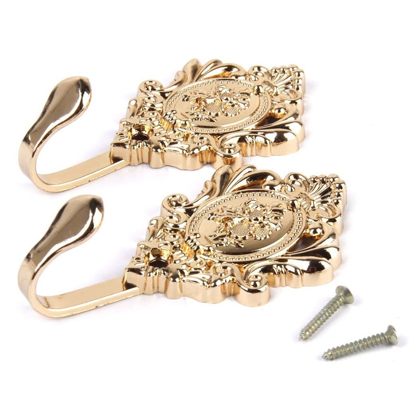 2Pcs/Set Alloy Drapery Curtain Wall Hook Tieback Rose Pattern Accessories