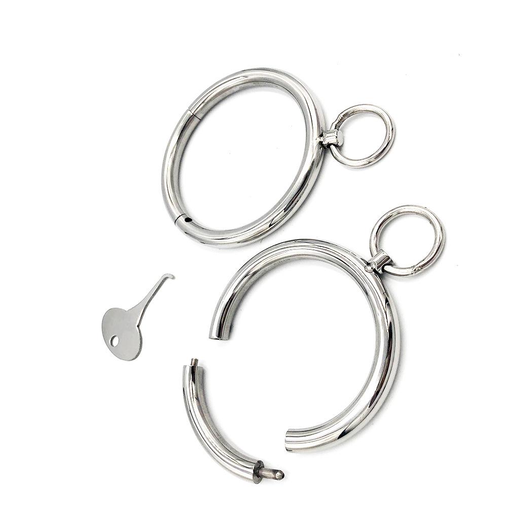 Stainless Steel Bdsm Handcuffs Ankle Cuffs Collar Metal Bondage Restraints Kit