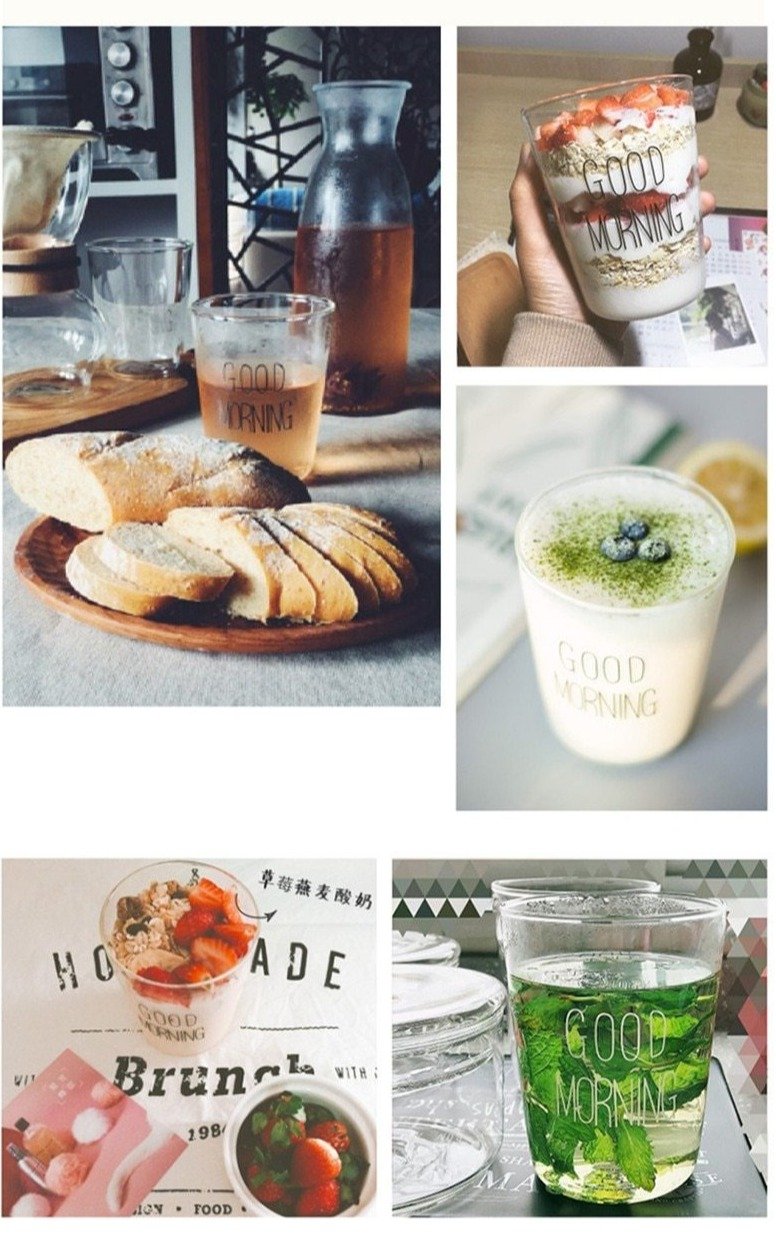 400Ml Good Morning Glass Breakfast Cup Coffee Tea Milk Yogurt Mug