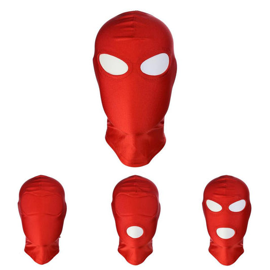 Red Stretchy Hood Open Mouth Eye Holes Sensory Deprivation Bdsm Bondage