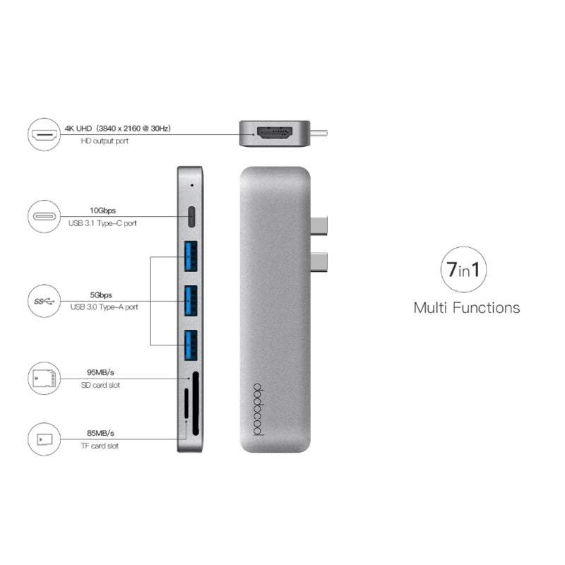 Splitters Switches Hub Reader Aluminium Alloy 7 In 1 Multiport