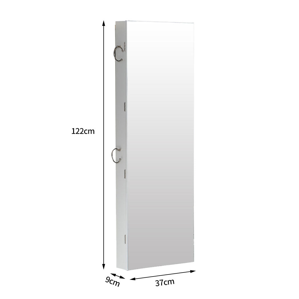 37Cm X 9Cm 122Cm Mirror Jewellery Cabinet Jewelry White