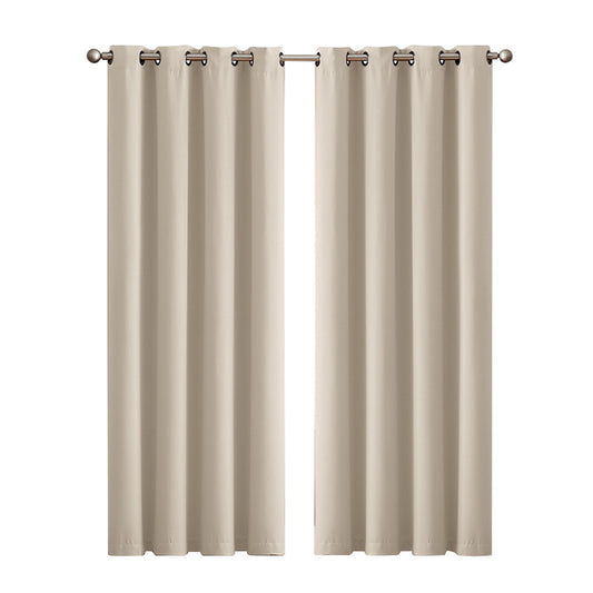 1 Sets of Sello 1 Sets Of 2X Blockout Curtains Panels 3 Layers Beige 132 213Cm