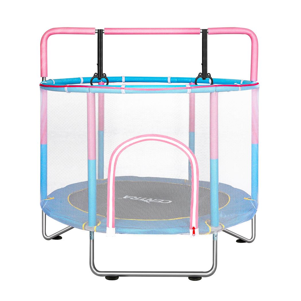 55" Kids Trampoline Rebounder Hanging Rings Pink