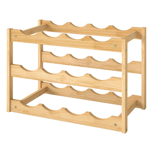 Toque Natural Bamboo Wine Rack 12 Bottle Capacity