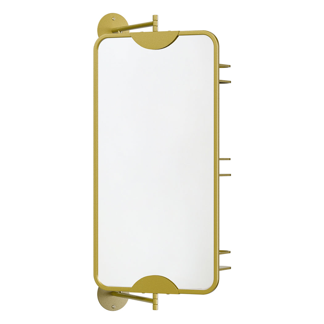 Yezi 360 Swivel Bathroom Wall Mirrors With Storage Gold