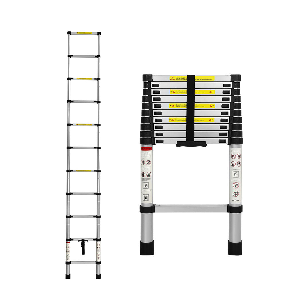 Traderight Multipurpose Ladder Telescopic 3.2M Silver Meter