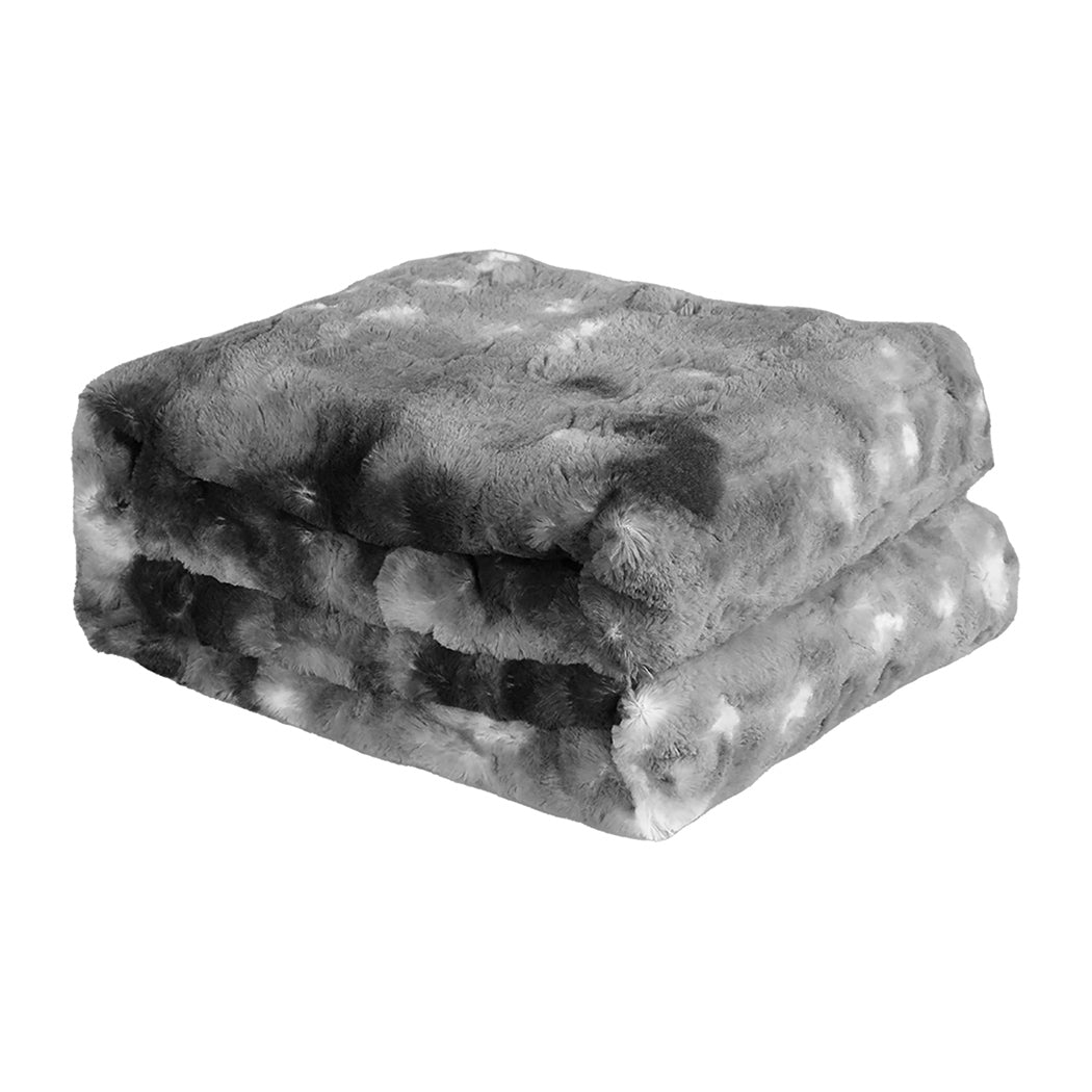 Dreamz Soft Grey Tie Dyed Luxury Blanket 152Cm X 203Cm For Cozy Warmth And Comfort