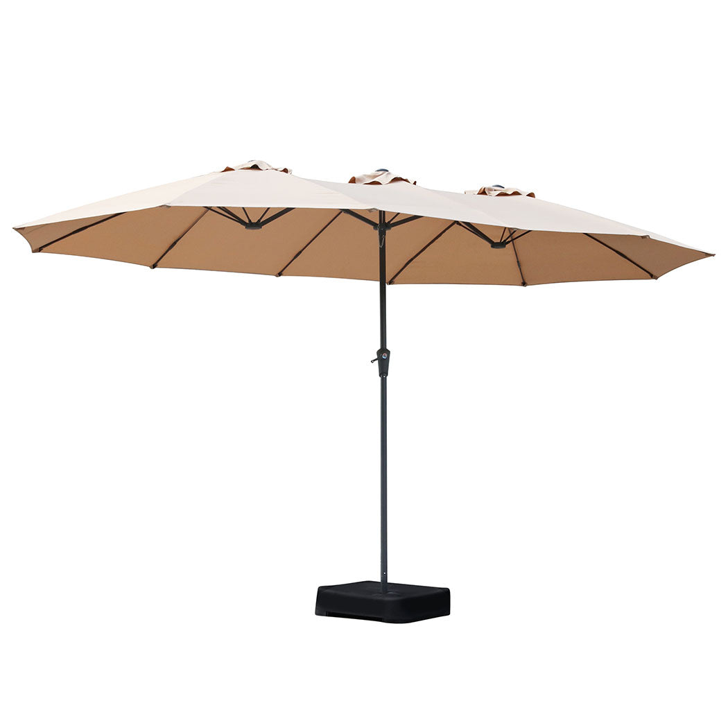 Centra 4M Double Sided Patio Umbrella Outdoor Base Stand Khaki