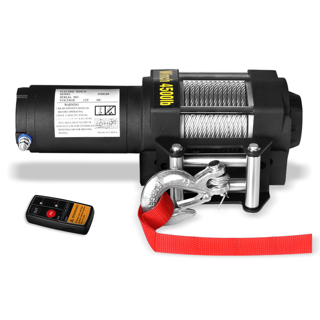 4500Lbs 12V Electric Winch Wireless Remote Control For Atv Trailer And Vehicle Recovery