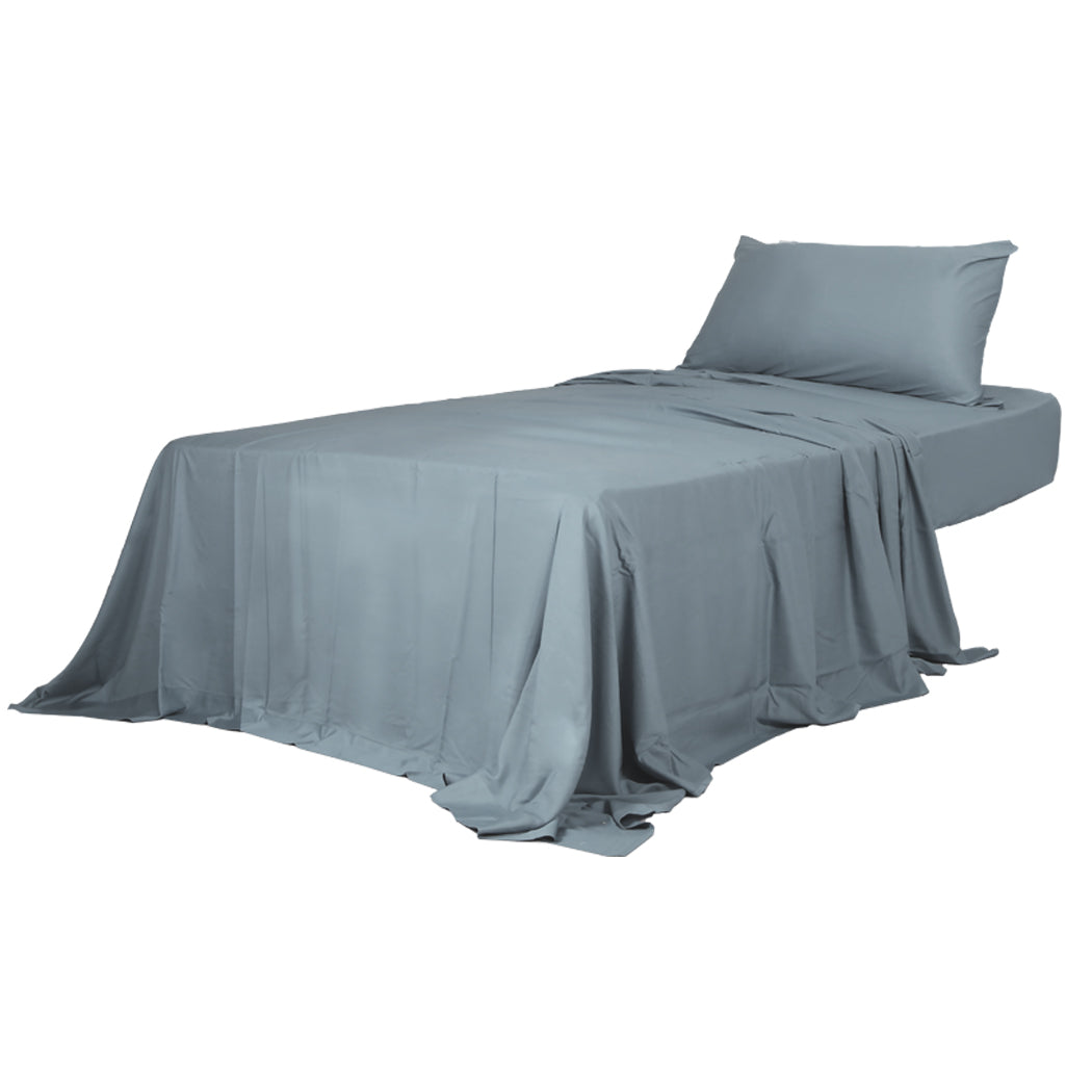 Dreamz 3 Piece Single Size 100% Bamboo Bed Sheet Set Grey