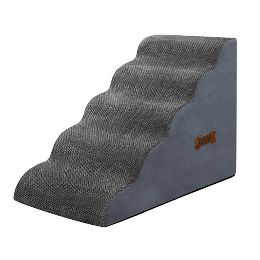 Pawz 5 Steps Pet Stairs Dog Ramp High Density Foam Grey