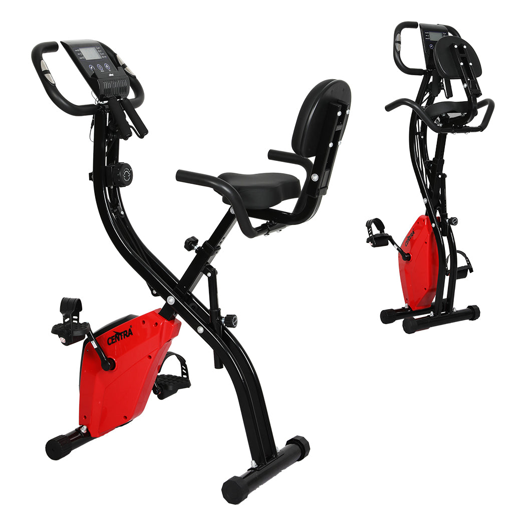 Centra Exercise Bike Foldable Design 16 Levels Adjustable Black Red