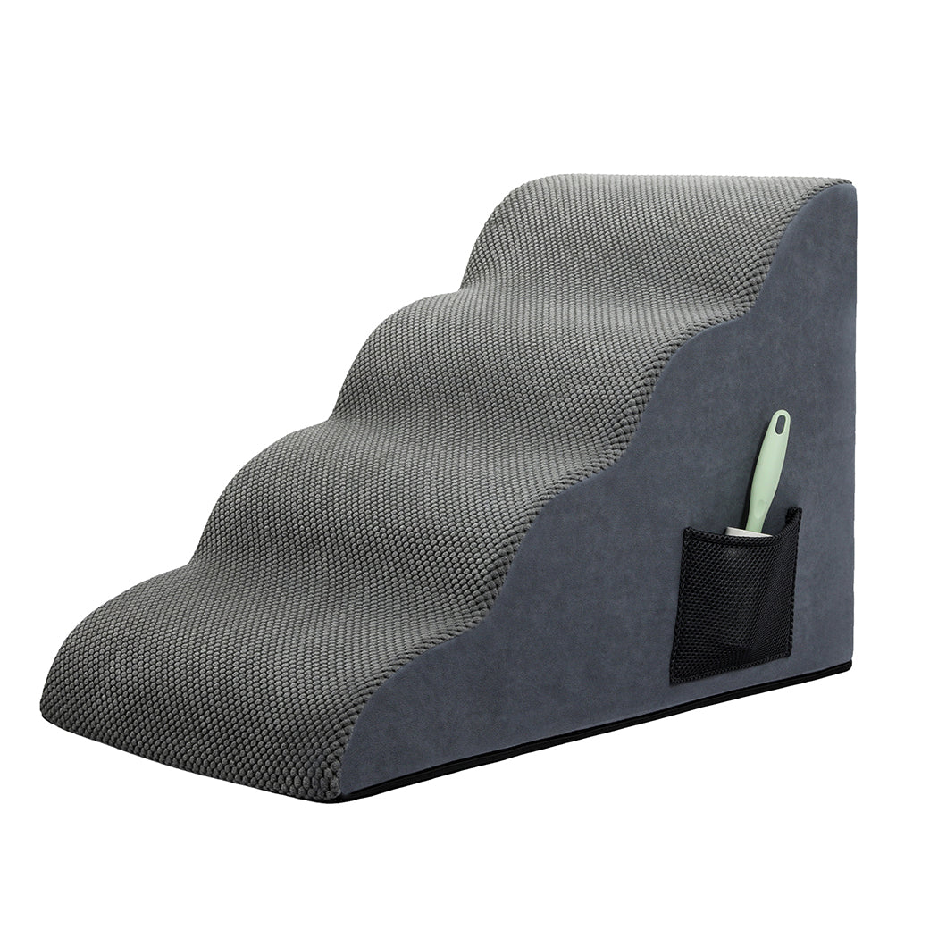 Pawz 4 Step Pet Stairs For Dogs High Density Foam Grey