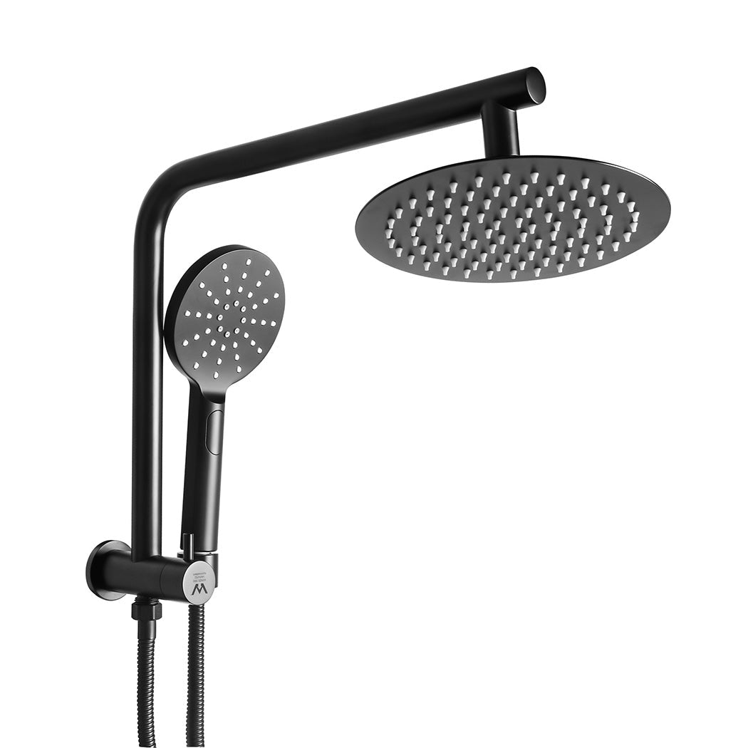 Shower Head High Pressure Set Rain Round Black