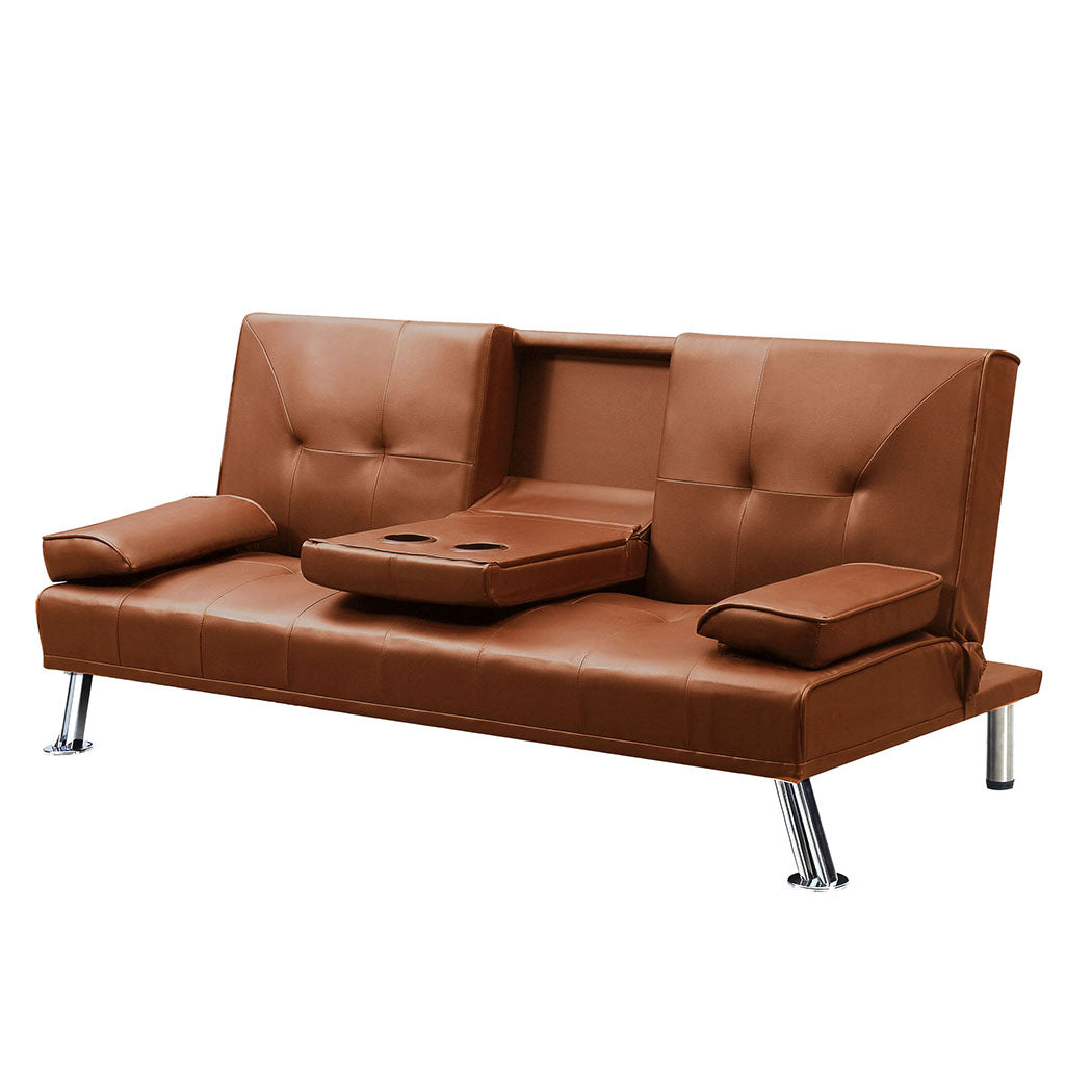 3 Seater Sofa Bed Adjustable Recliner Brown