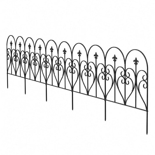 Mountview 5 Panel Decorative Garden Fence Black Steel Animal Barrier