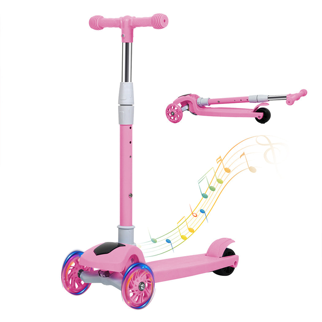 Bopeep Foldable Kids Scooter Led Music Pink