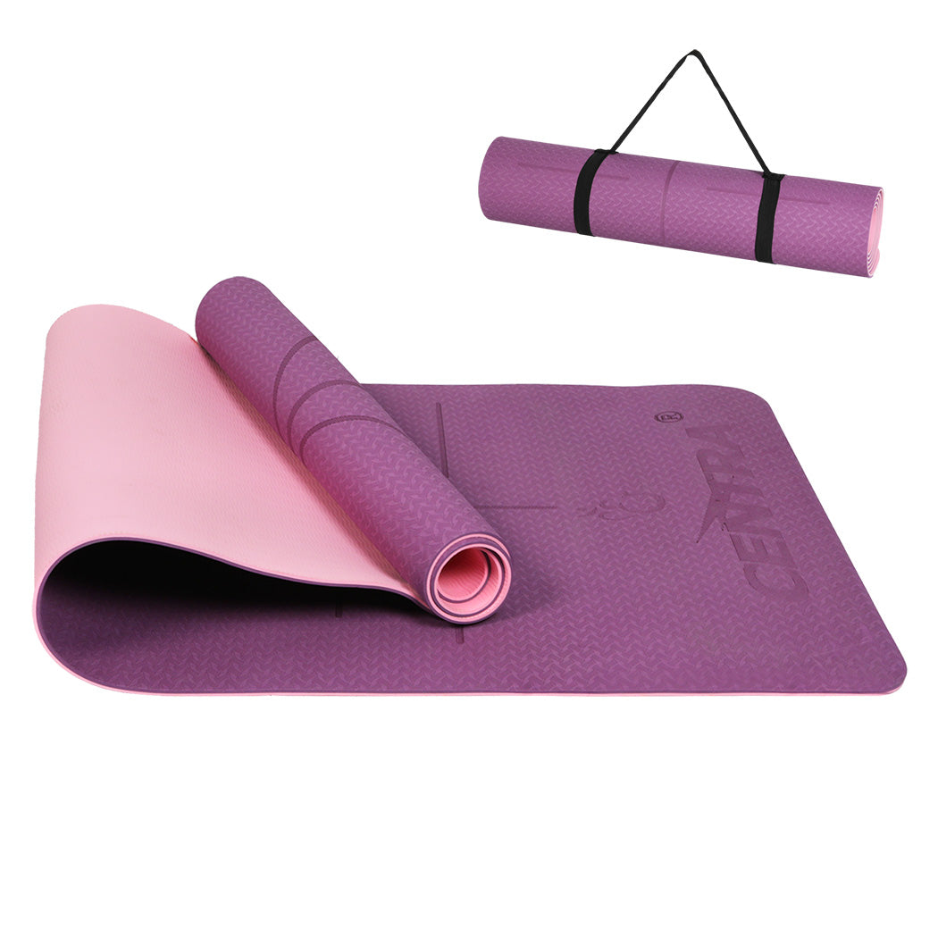 Yoga Mat Dual Colour Body Position Lines Purple
