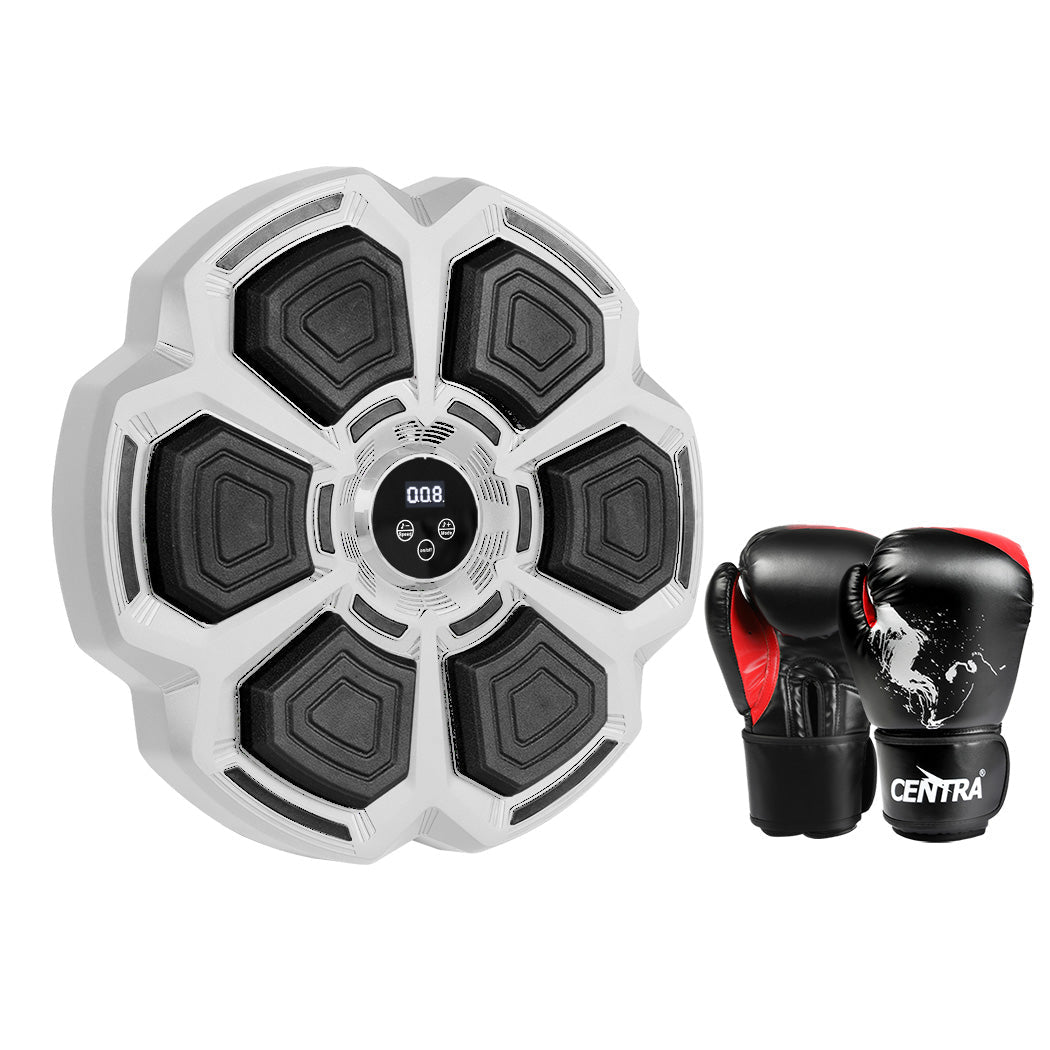 Centra Punching Box With 12Oz Boxing Glove Wall Mounted Smart Music Trainer Grey