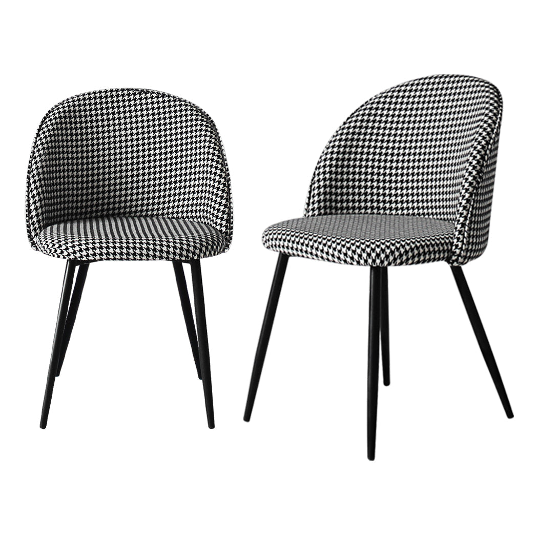 Set Of 2 Dining Chairs Black And White For Kitchen Or Cafe Stylish Seating Solution