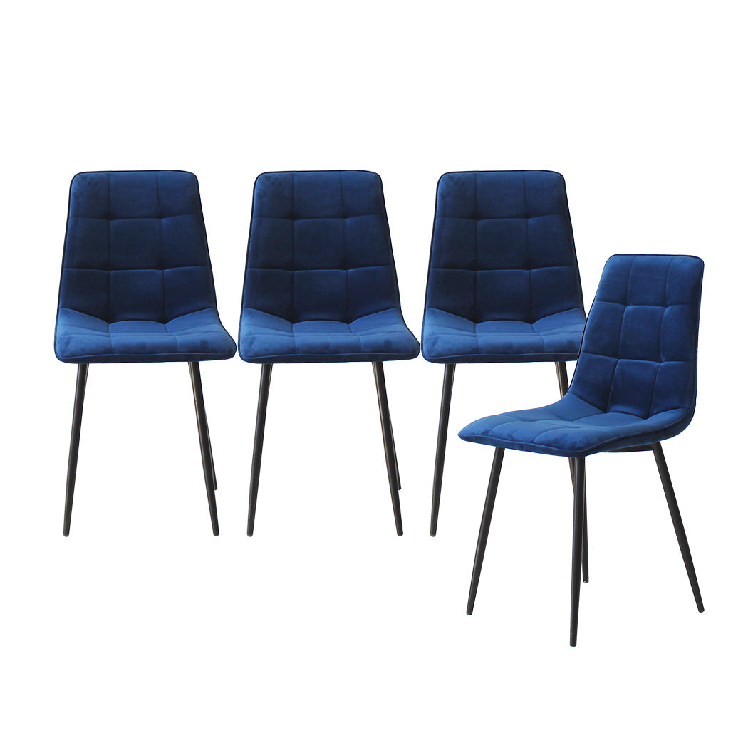 Velvet Blue 4 Piece Dining Chairs Set For Kitchen Modern Comfort And Style